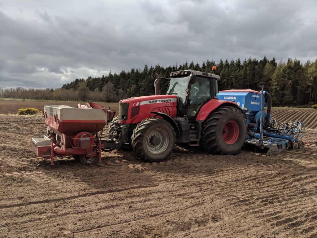 MF Tractor with Lemkin 4m grain drill